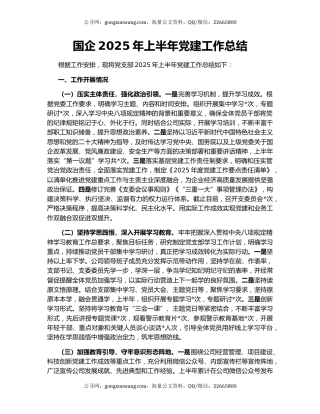 国企2025年上半年党建工作总结（2）