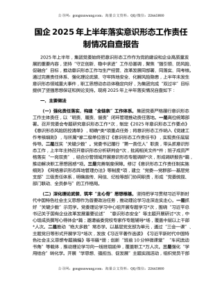 国企2025年上半年落实意识形态工作责任制情况自查报告（2）