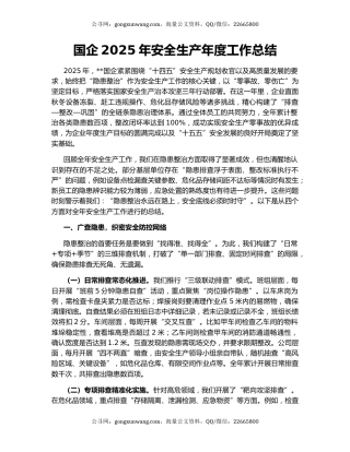 国企2025年安全生产年度工作总结