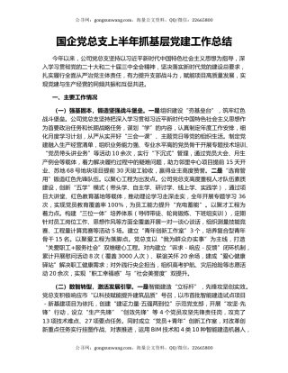国企党总支上半年抓基层党建工作总结