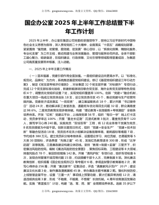 国企办公室2025年上半年工作总结暨下半年工作计划