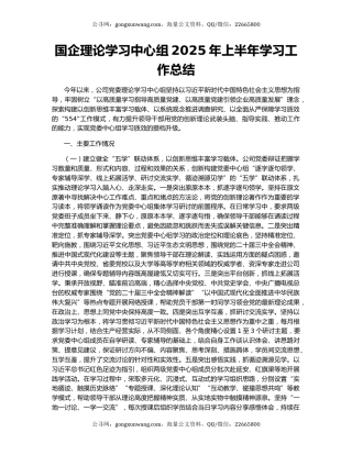 国企理论学习中心组2025年上半年学习工作总结