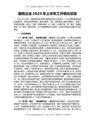 国有企业2025年上半年工作情况总结