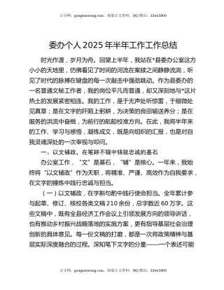 委办个人2025年半年工作工作总结
