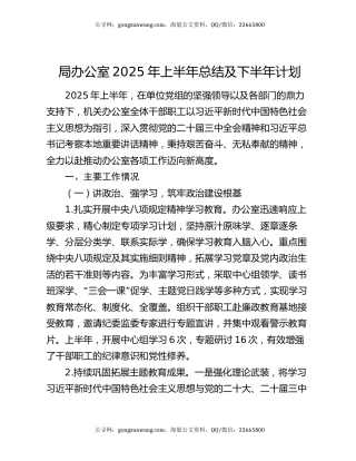 局办公室2025年上半年总结及下半年计划
