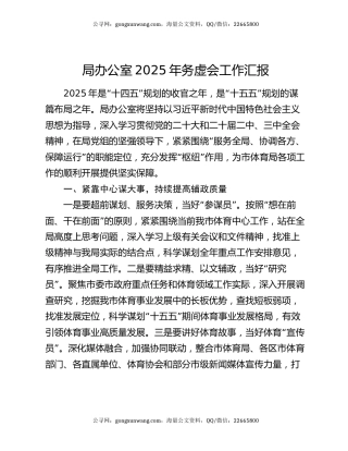 局办公室2025年务虚会工作汇报