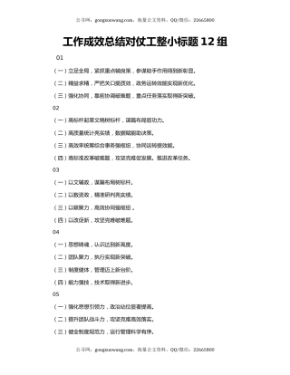 工作成效总结对仗工整小标题12组