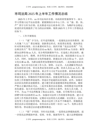 市司法局2025年上半年工作情况总结