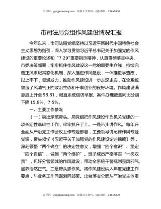 市司法局党组作风建设情况汇报