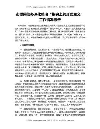 市委网信办深化整治“指尖上的形式主义”工作情况报告