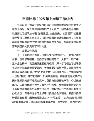 市审计局2025年上半年工作总结