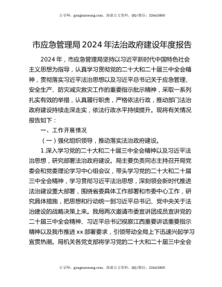 市应急管理局2024年法治政府建设年度报告