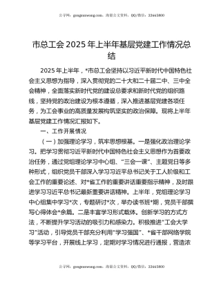 市总工会2025年上半年基层党建工作情况总结