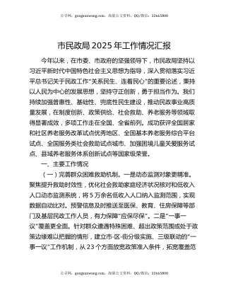 市民政局2025年工作情况汇报