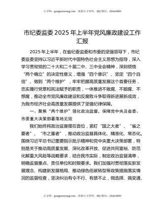市纪委监委2025年上半年党风廉政建设工作汇报
