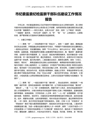 市纪委监委纪检监察干部队伍建设工作情况报告