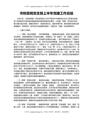市财政局党支部上半年党建工作总结