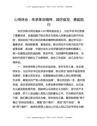 心得体会：传承革命精神，踔厉奋发、勇毅前行