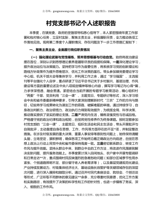 村党支部书记个人述职报告