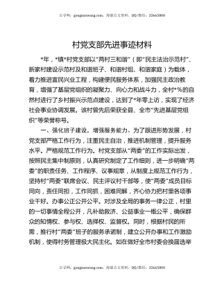 村党支部先进事迹材料