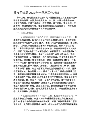 某市司法局2025年一季度工作总结