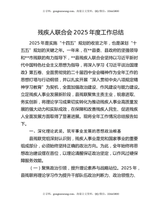 残疾人联合会2025年度工作总结