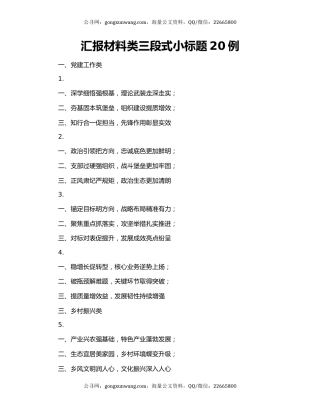 汇报材料类三段式小标题20例