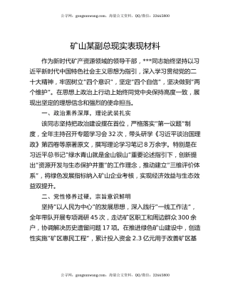 矿山某副总现实表现材料
