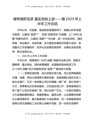 硬举措抓攻坚 重实效抢上游——镇2025年上半年工作总结