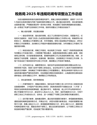 税务局2025年违规吃喝专项整治工作总结