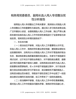 税务局党委委员、副局长选人用人专项整治党性分析报告