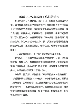 聆听2025年政府工作报告感悟