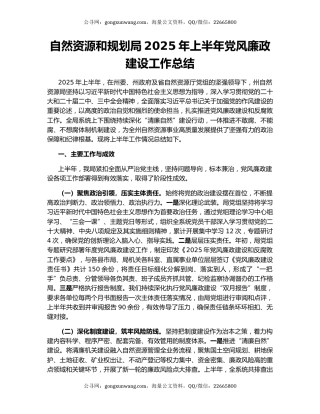 自然资源和规划局2025年上半年党风廉政建设工作总结