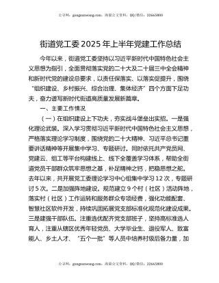 街道党工委2025年上半年党建工作总结