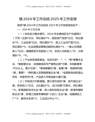 镇2024年工作总结2025年工作安排