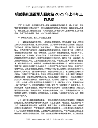 镇武装和退役军人服务站2025年上半年工作总结