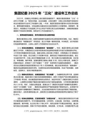 集团纪委2025年“三化”建设年工作总结