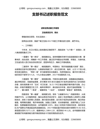 支部书记述职报告范文