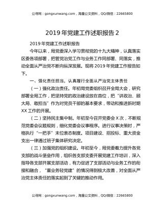 2019年党建工作述职报告（2）
