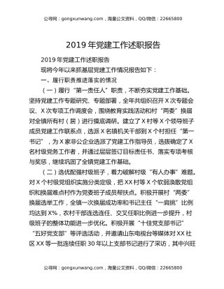 2019年党建工作述职报告（4）