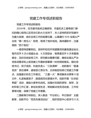 党建工作专项述职报告