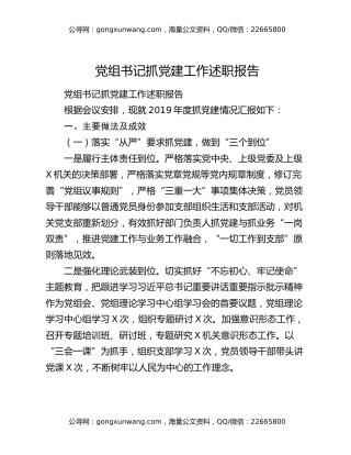 党组书记抓党建工作述职报告（3）