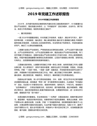 2019年党建工作述职报告（3）