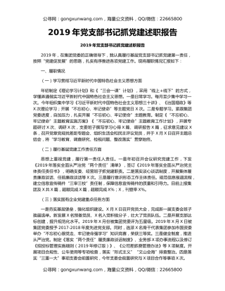 2019年党支部书记抓党建述职报告