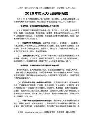 2020年市人大代表述职报告