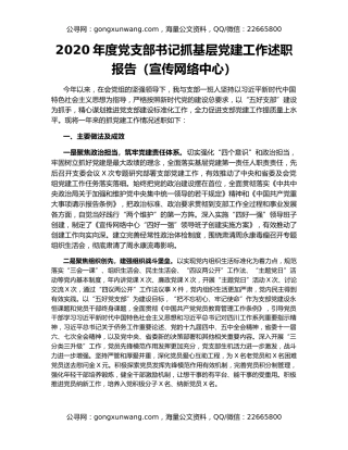 2020年度党支部书记抓基层党建工作述职报告（宣传网络中心）