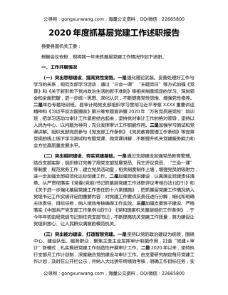 2020年度抓基层党建工作述职报告