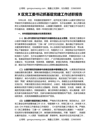 X区党工委书记抓基层党建工作述职报告（2）