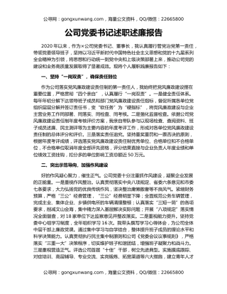 公司党委书记述职述廉报告