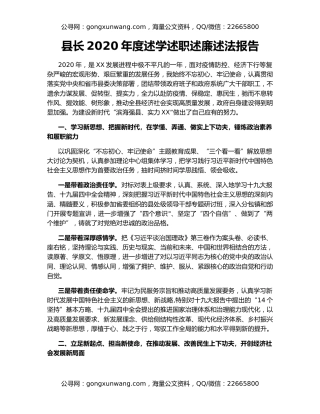 县长2020年度述学述职述廉述法报告